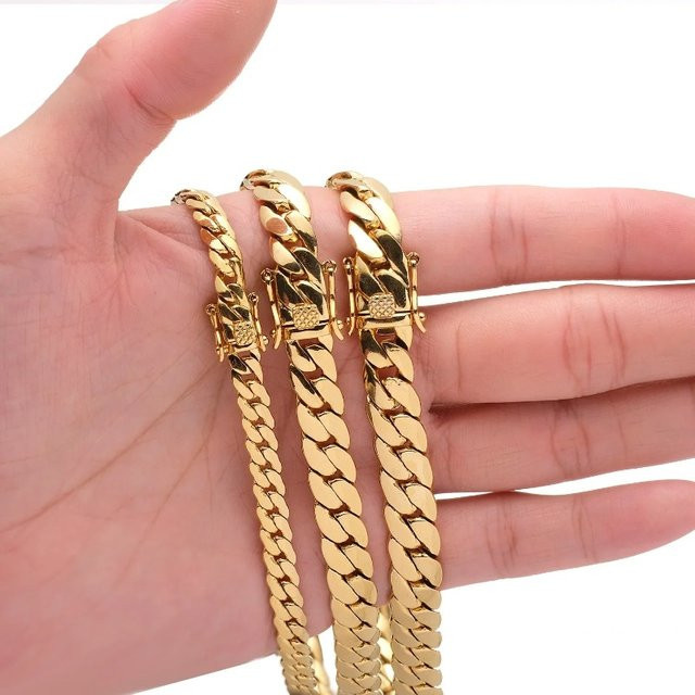 duobeiduo Halskette Edelstahl, 18K vergoldet, Gold, Herren - Bild 1