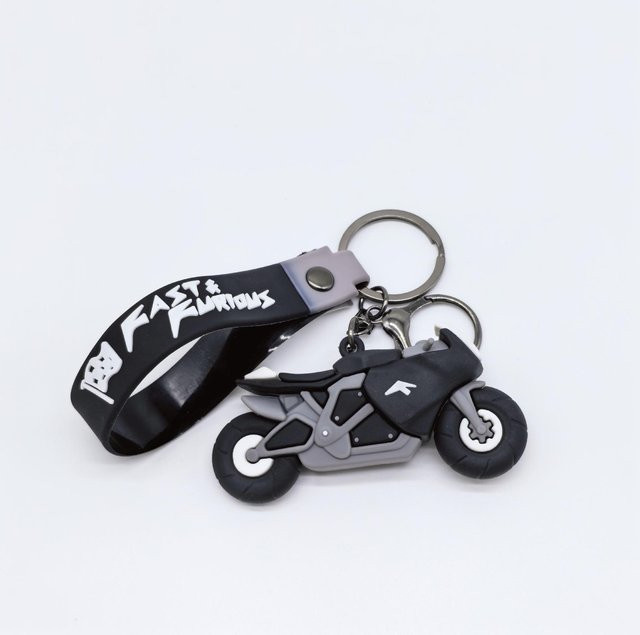 CHIC STUDIO Schlüsselanhänger Motorrad, PVC, grau, Unisex - Bild 1