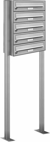 AL Briefkasten für 5 Parteien, freistehendes Briefkasten-System, silberfarben, B/H/T: 153,24 x 240,0 x 27,5 cm - Bild 1