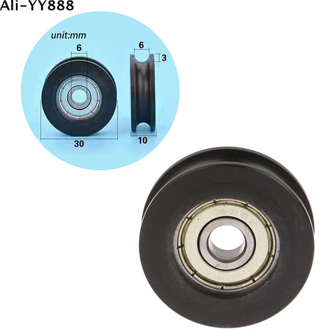 JETTING U-Nut-Rollenlager 626 für Schiebetür und Fenster, U-förmiges Rollenrad aus Stahl und Kunststoff, Schwarz - Bild 1