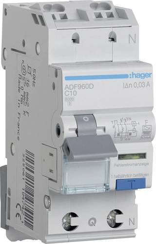 Hager ADF960D FI-Schutzschalter und Leitungsschutzschalter 2polig 10A 0,03A 230V - Bild 1