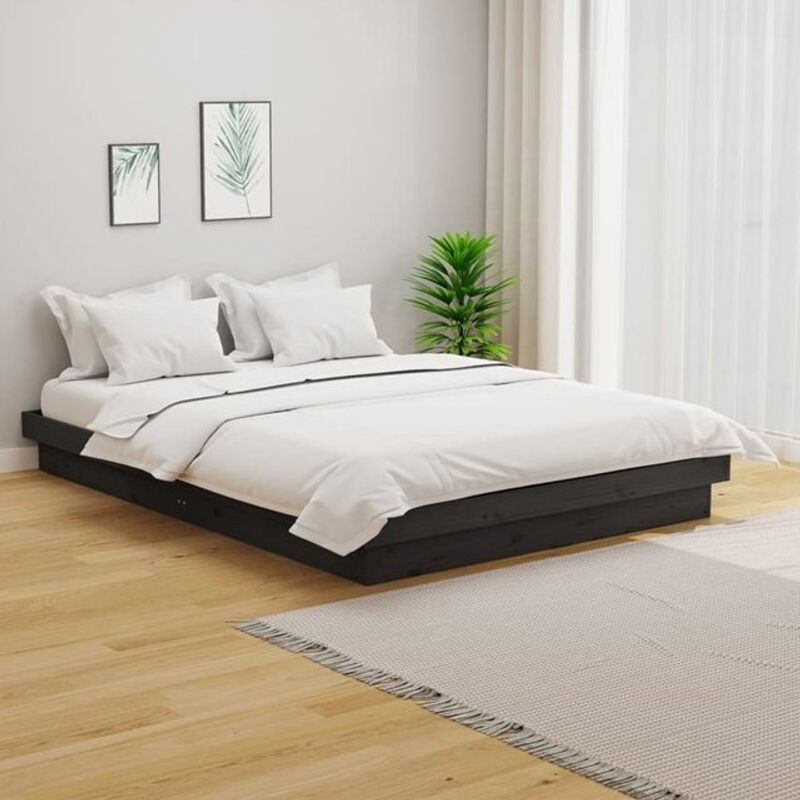 Massivholzbett aus Kiefer in Grau im Landhausstil von Vidaxl, B/T: 135 x 190 cm - Bild 1