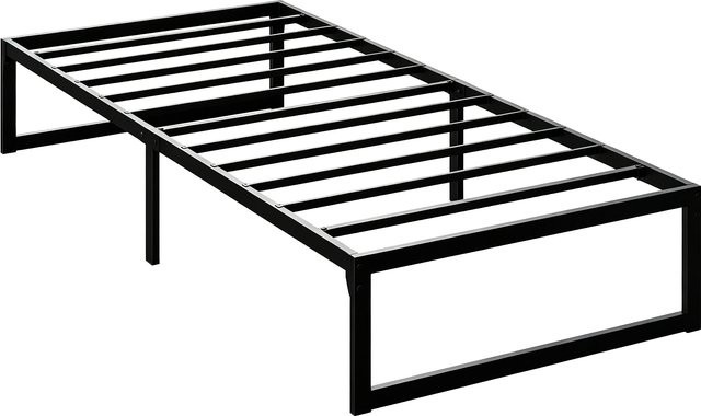 HOMCOM Einzelbett mit Metalllattenrost in Schwarz, B/T: 90 x 200 cm, Höhe des Stauraums: 32,5 cm - Bild 1