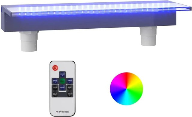 vidaXL Wasserfall-Element mit RGB-LED-Beleuchtung aus Acryl in Grau und Transparent, Breite: 60 cm - Bild 1