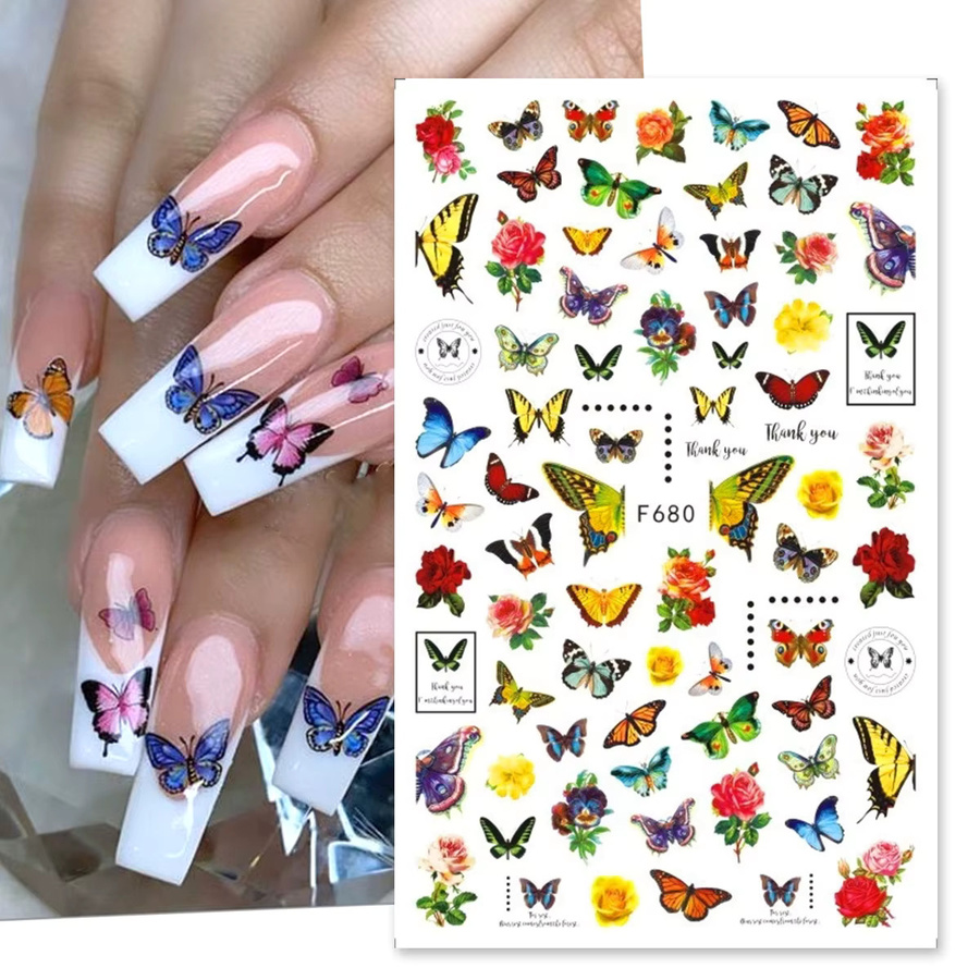 SWEET TREND Nagel Maniküre Aufkleber, Schmetterling und Blumen, 10 Stück - Bild 2