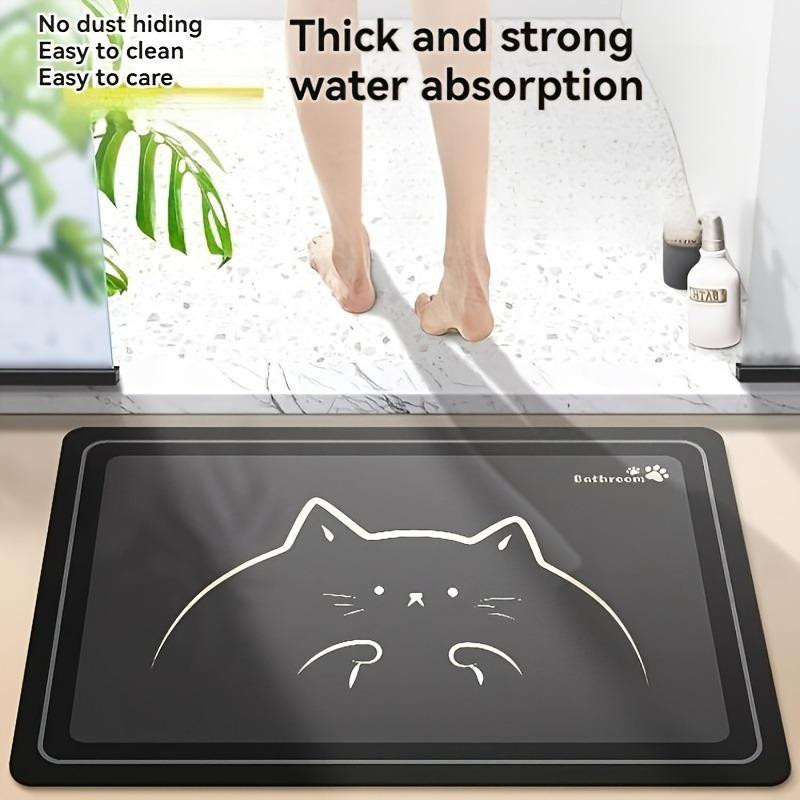 Lucky Black Cat Badematte aus Kieselgur in Schwarz, schnelltrocknend und rutschfest, B/T/H: 30 x 20 cm - Bild 3