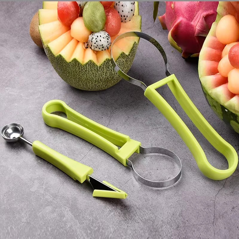 Venlohome 3-in-1 Obst- und Melonenmesser in Blau zum Schnitzen und Portionieren von Wassermelonen und Eis - Bild 1