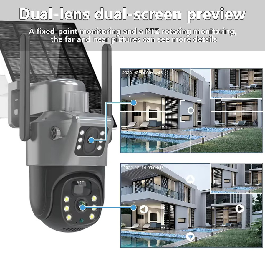 4K 8MP Dual Screen Solar Kamera Outdoor Wireless WiFi PTZ Dual Objektiv mit Auto Tracking für Sicherheit und Überwachung - Bild 3