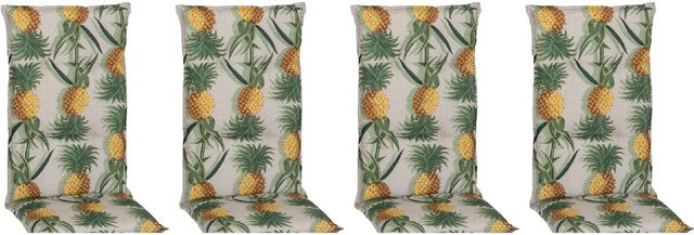 Beo Sitzauflage Hochlehner Treffelstein 4er-Set mit Ananas-Motiv in Grau und Multicolour - Bild 1