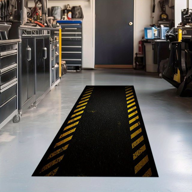 VIKAMA Multi-Fahrzeug-Parkmatte in Schwarz, rutschfester Teppich mit Motorrad-Auto-Fahrrad-Design für Garagen und Spielbereiche - Bild 1