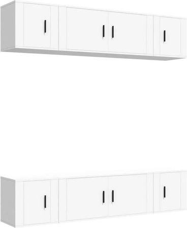 vidaXL 6-teiliges TV-Schrank-Set in Weiß, klassisches Design aus MDF, Wandmontage möglich, B/T/H: 100 x 34,5 x 40 cm