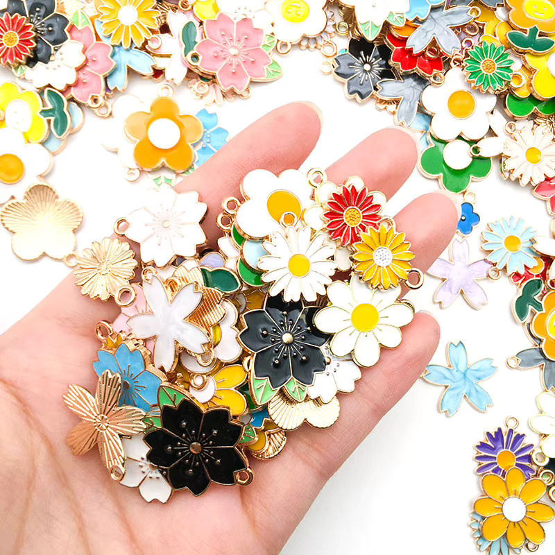 Blumen Charms, Emaille, Bunt, Anhänger - Bild 2
