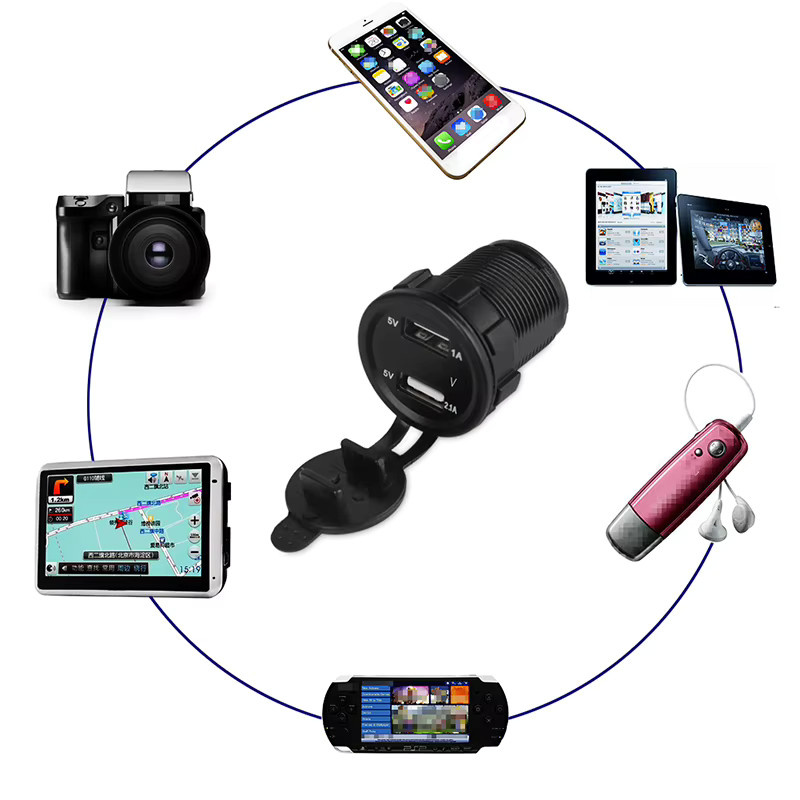 USB-Auto Ladegerät mit Voltmeter und Dual-USB-Buchse in Schwarz - Bild 5