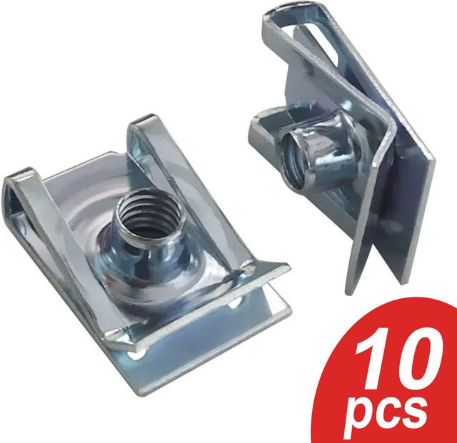 10 Stück U-Typ-Clips mit Gewinde und Reed-Muttern, verzinkt, Farbe: Silber - Bild 1