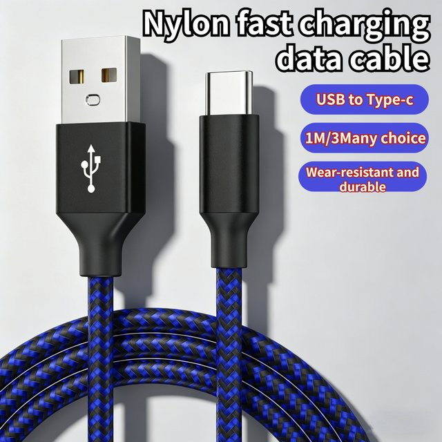 DIXSG USB-auf-Typ-C-Nylon-Datenkabel in Weiß für 10A Ultraschnelles Laden und Datenübertragung - Bild 1
