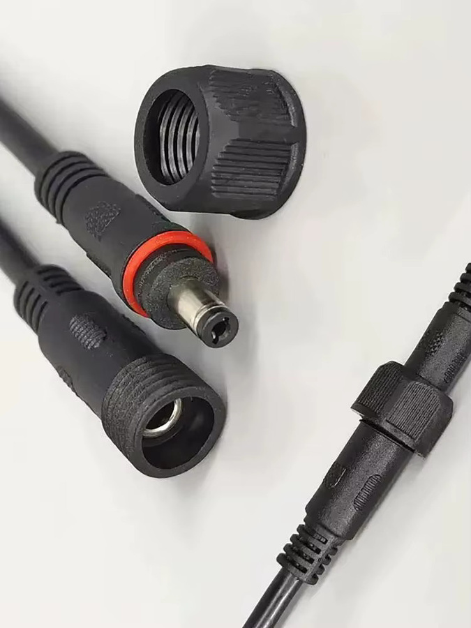 JCD Wasserdichter 2Pin DC Power Stecker Set Männlich und Weiblich IP67 Verlängerungskabel Schwarz 55 x 21 mm - Bild 1