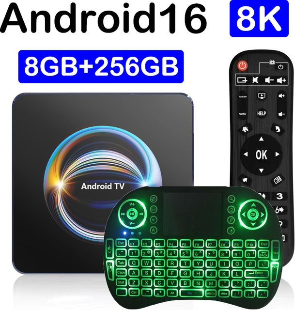 Smart TV Box X66 Android 16 Media Player mit 8K Auflösung, Dual Wifi 5G und Bluetooth 6.0, Farbe: Schwarz - Bild 1