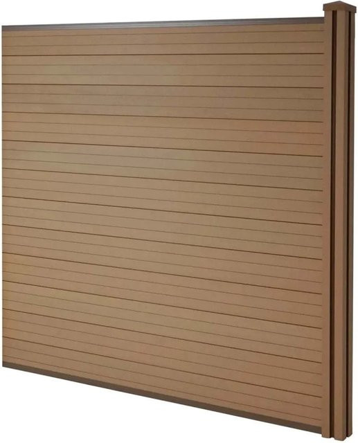 MCW WPC-Sichtschutz Savoie Windschutz Zaun Erweiterungselement mit WPC-Pfosten, Farbe: Teak, Höhe: 1,88 m - Bild 1