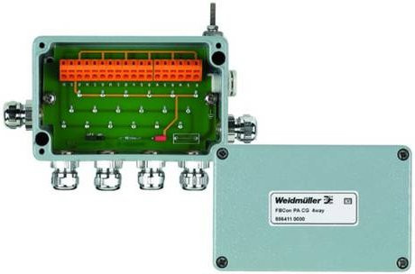 Weidmüller FBCON PA CG 4WAY Sensor/Aktorbox passiv PROFIBUS-PA Standardverteiler EEx(ia) in Grau aus Edelstahl - Bild 1