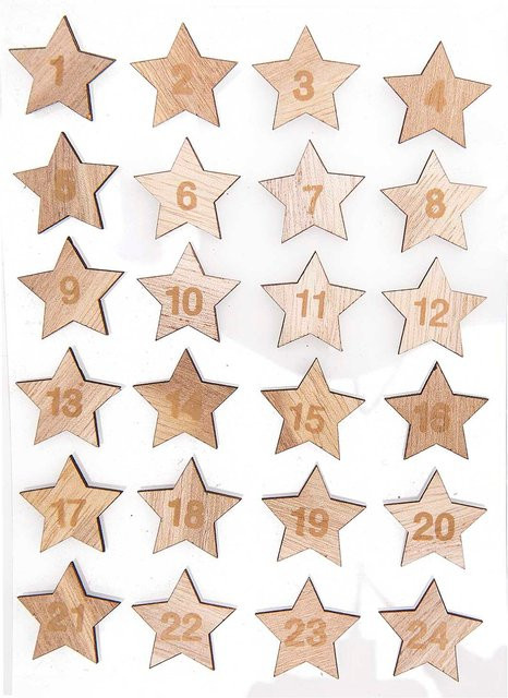 Rico Design Holzsticker Adventskalender Sterne 1-24 in Natur - Bild 1