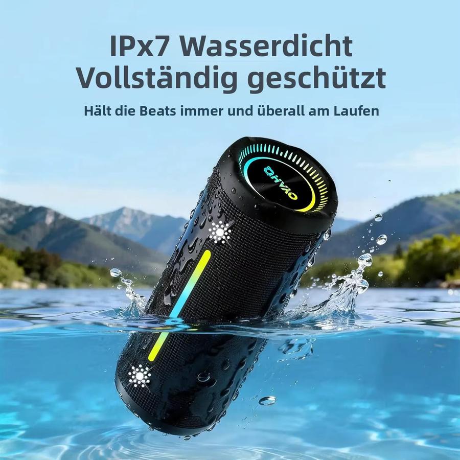 OHAYO Bluetooth-Lautsprecher 35W mit Super Bass, IPX7 Wasserdicht, Tragbarer Outdoor-Lautsprecher in Schwarz - Bild 3
