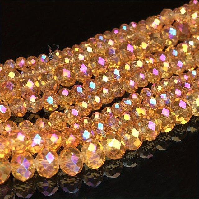 YUANZHIRUN Glas Spacer-Perlen, Gold Rose, Rondelle, Facettiert - Bild 1