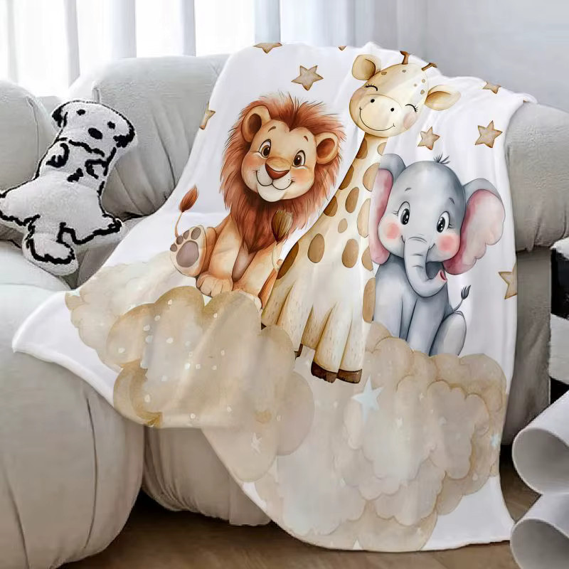 VIKAMA Flanelldecke mit Cartoon-Tier-Motiv, weiche Plüschdecke für Kinder und Babys, Mehrfarbig, B/T: 90 x 60 cm - Bild 2
