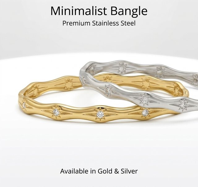 JP One Armreif Edelstahl, Gold, Zirkonia, Damen, 60mm - Bild 1