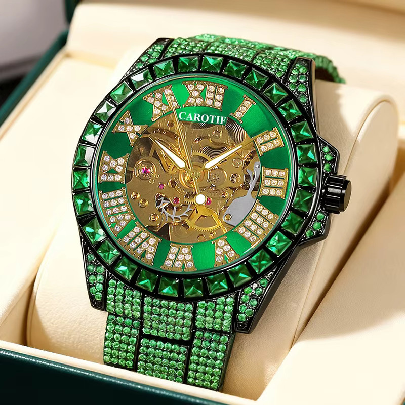 Herren Armbanduhr Automatik, Edelstahl, Grün, Rund - Bild 2