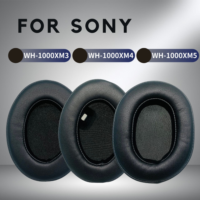 Sony Ersatz-Ohrpolster aus weichem Proteinleder für Over-Ear-Kopfhörer WH-1000XM3 WH-1000XM4 WH-1000XM5 in Schwarz - Bild 1