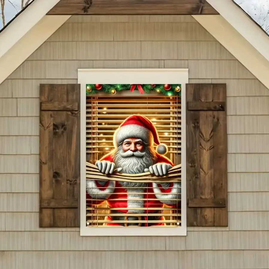 VIKAMA 2D-Weihnachtsmann-Vorhang-Dekoration in Mehrfarbig für Innen und Außen, rechteckiger Hängehintergrund für Weihnachts- und Silvesterpartys, B/H: 80 x 80 cm - Bild 4