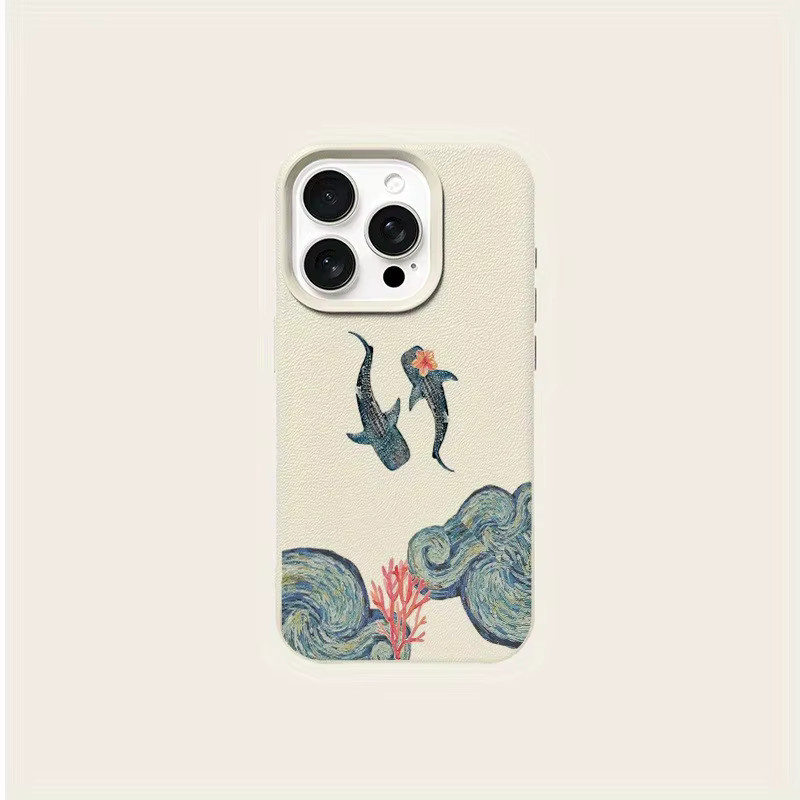 Handyhülle mit Wal- und Korallenmuster für Apple iPhone 17, 16, 15 Serie in Beige und Multicolour - Bild 4