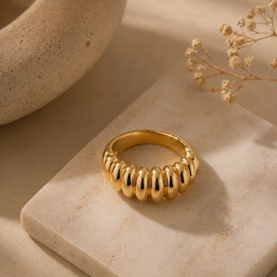 amofa Ring Edelstahl, Gold, Damen - Bild 2
