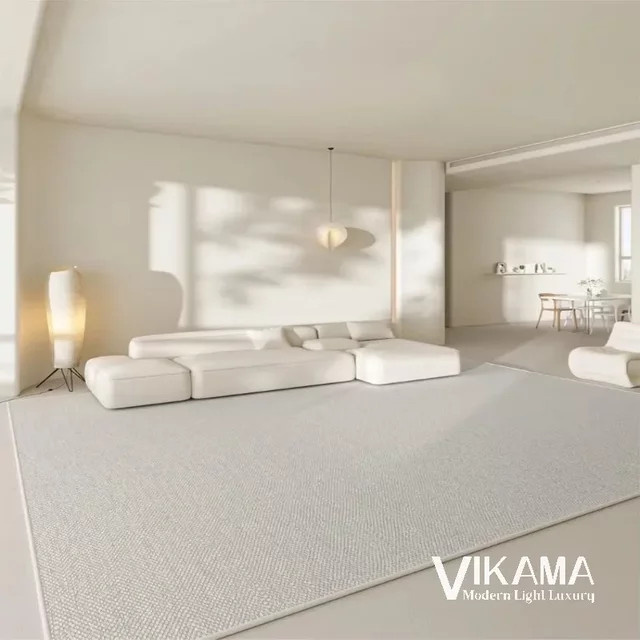 VIKAMA Art-Deco Teppich in Beige, waschbarer minimalistischer Luxusteppich für Wohnzimmer und Schlafzimmer - Bild 1