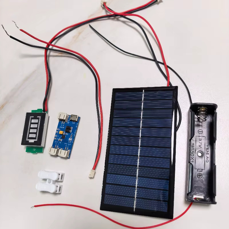 EESBAO Monokristallines Silizium-Solarpanel mit CN3065 Solarladegerät für 18650 Akku und Handy-Aufladung, Blau, 6V 200MA 1,2W - Bild 4