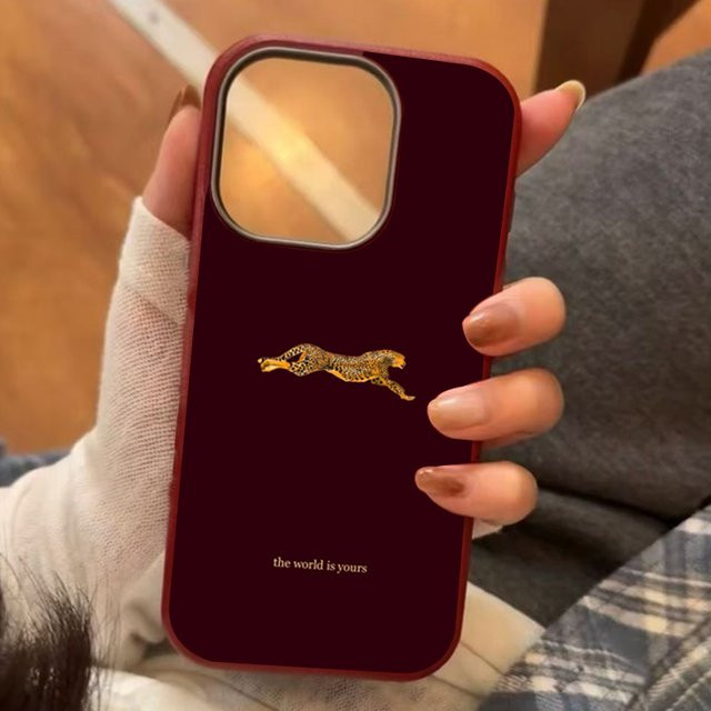 Leopard Handyhülle mit Litschi-Textur in Rot für iPhone Modelle, Business Style Cover - Bild 1