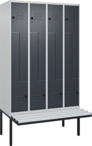 C+P Z-Spind Classic PLUS Sitzbank mit 8 Fächern, auskragendes Design, B/H/T: 212,0 x 81,5 x 120,0 cm, Kunststoff-Sitzfläche und Sicherheits-Drehriegel in Grau, Anthrazit und Schwarz - Bild 1