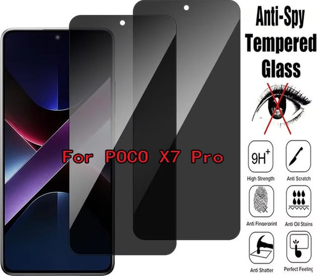 Xiaomi Sichtschutz Panzerglasfolie Anti-Spy für Poco X7 Pro X6 Pro X5 M7 M6 Pro M5 M5S F7 F4 M6 X3 NFC 5G transparent - Bild 1