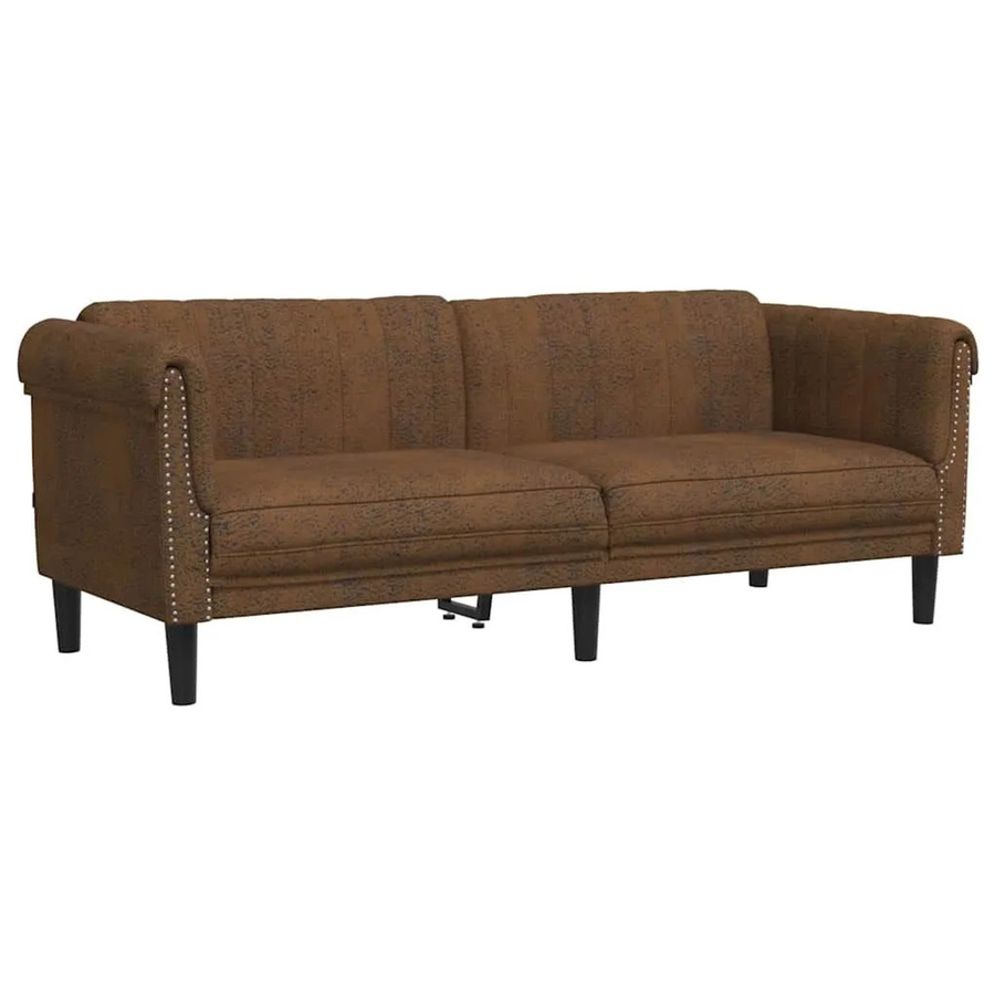 vidaXL 3-Sitzer Sofa in Braun mit Kunstleder in Wildleder-Optik, B: 203 cm, H: 77 cm, T: 74 cm - Bild 2