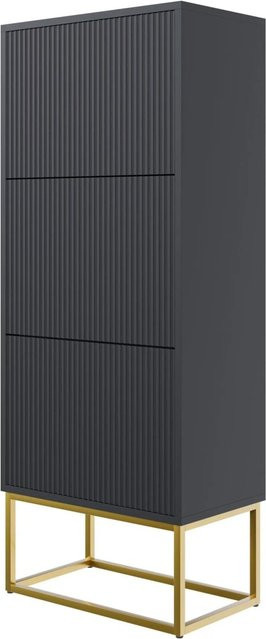 Selsey Schuhschrank Veldio mit Lamellen-Design in Schwarz und Gold, B/T/H: 50 x 30 x 125 cm - Bild 1