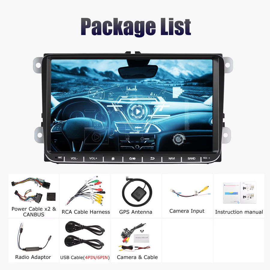 ESSGOO Android 15 Autoradio mit GPS und WiFi für Volkswagen Passat B6 B7 Golf 5 6 Polo Jetta und Skoda in Schwarz - Bild 7