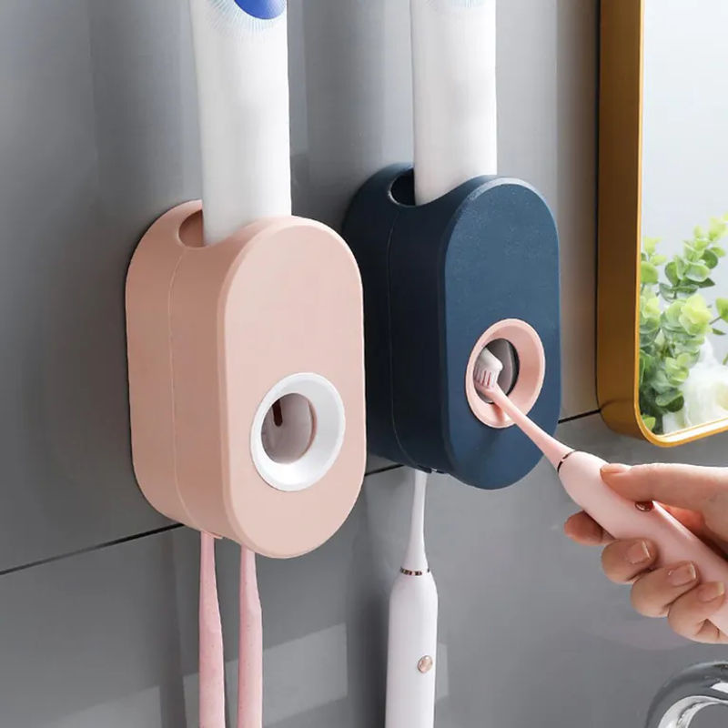 LChome Automatischer Zahnpastaspender und staubdichter Zahnbürstenhalter mit Wandhalterung in Rosa - Bild 4