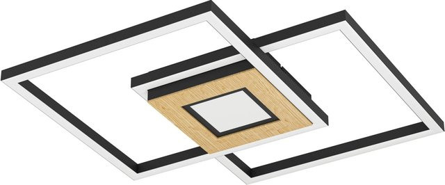 Eglo LED-Deckenleuchte Marinello dimmbar mit Fernbedienung, Schwarz-Braun-Weiß, H: 5,5 cm, B: 48,5 cm, T: 48,5 cm - Bild 1