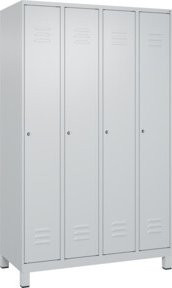 C+P Spind Classic PLUS Garderobenschrank mit 4 Abteilen, Grau, H x B x T: 195 x 120 x 50 cm, mit Zylinderschloss, 4 Garderobenhaken und mittiger Trennwand - Bild 1