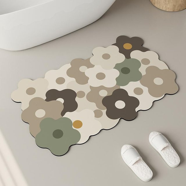 Saugfähige Kieselgur Bodenmatte von Yiran Furniture mit floralem Design, B/B: 40 x 60 cm - Bild 1