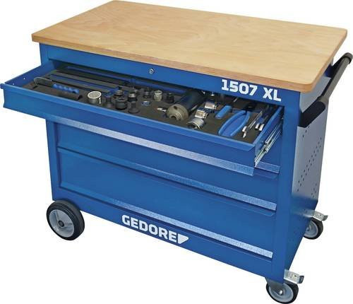 Gedore Montagewagen MODULO 250 in Blau aus Stahl mit Holz-Arbeitsplatte und Pegboard, B: 120,0 cm, H: 100,0 cm, T: 63,5 cm - Bild 1