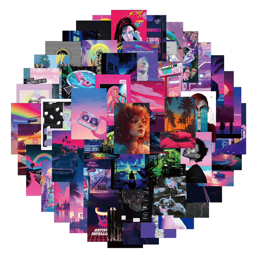 Rspctou Psychedelic Laser Sticker Set im INS Stil mit Cartoon Graffiti Motiven, Mehrfarbig - Bild 3