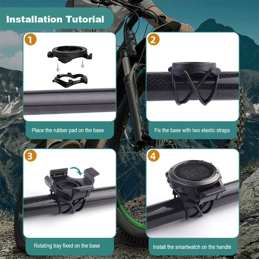 QuickFit Fahrrad-Tachometerhalterung für Garmin, abnehmbare MTB Stoppuhr-Basis, Schwarz, 20/22/26mm - Bild 4