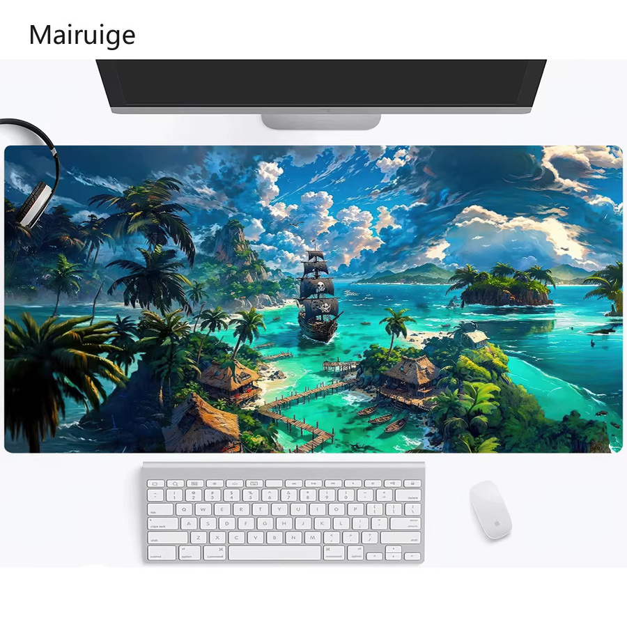 Mairuige Mauspad mit Sommer-Strandurlaub-Motiv in Multicolour mit genähtem Rand - Bild 3