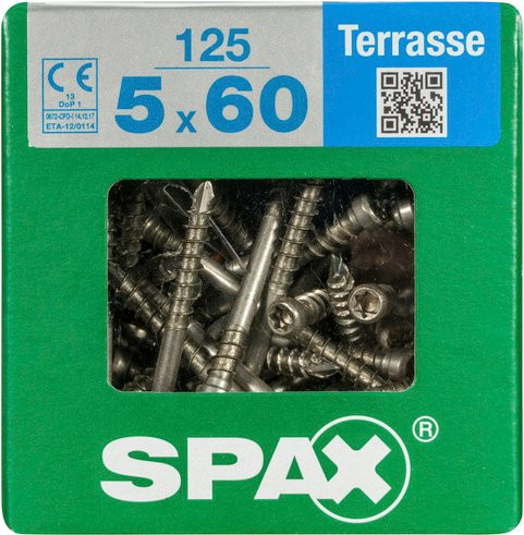 Spax Terrassenschraube T-Star plus aus Edelstahl in Silber, 125 Stück, Durchmesser: 5 mm, Länge: 60 mm - Bild 1